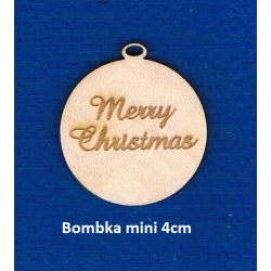 SKLEJKA #3mm Merry Christmas  bombka 4cm zawieszka , grawer / mini tabliczka
